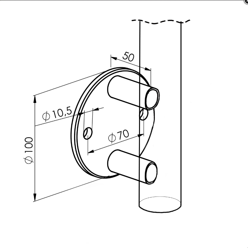 Zábradlí nerez - sloupek s bočním kotvením